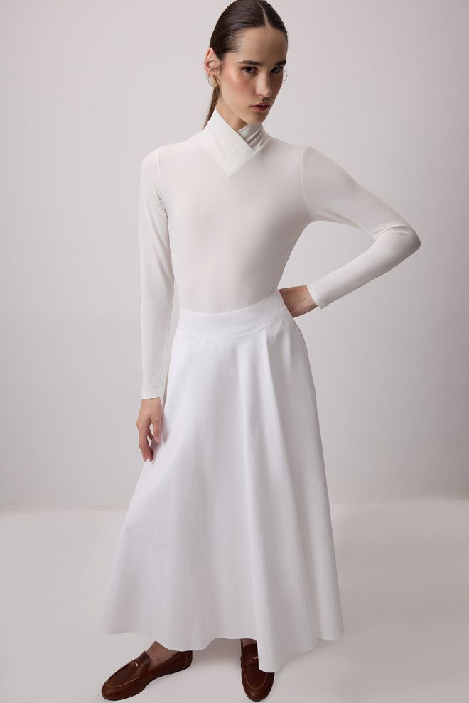 Touche Prive Weiß Elegant Bodysuit Mit Schalkragen Großhandelskleidung Modest