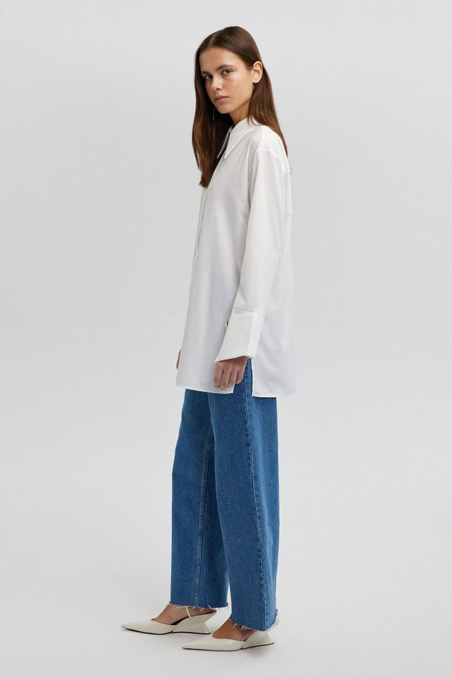 Touche Prive Beyaz Polo Yaka Uzun Kollu Gömlek Toptan Giyim Gündelik