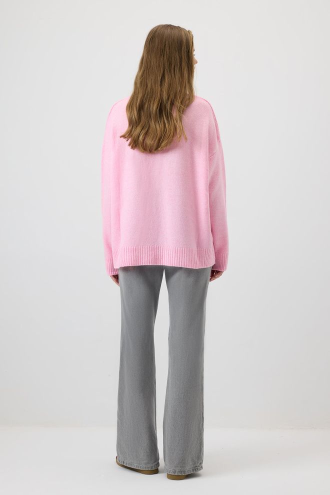 Touche Prive Camisola Cor de rosa Tamanho Grande Com Decote Crew Roupas por atacado Casual