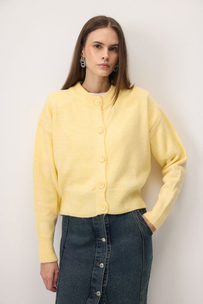 Touche Prive Žuti Ležerni Kardigan S Gumbima Veleprodaja odjeće Proljeće