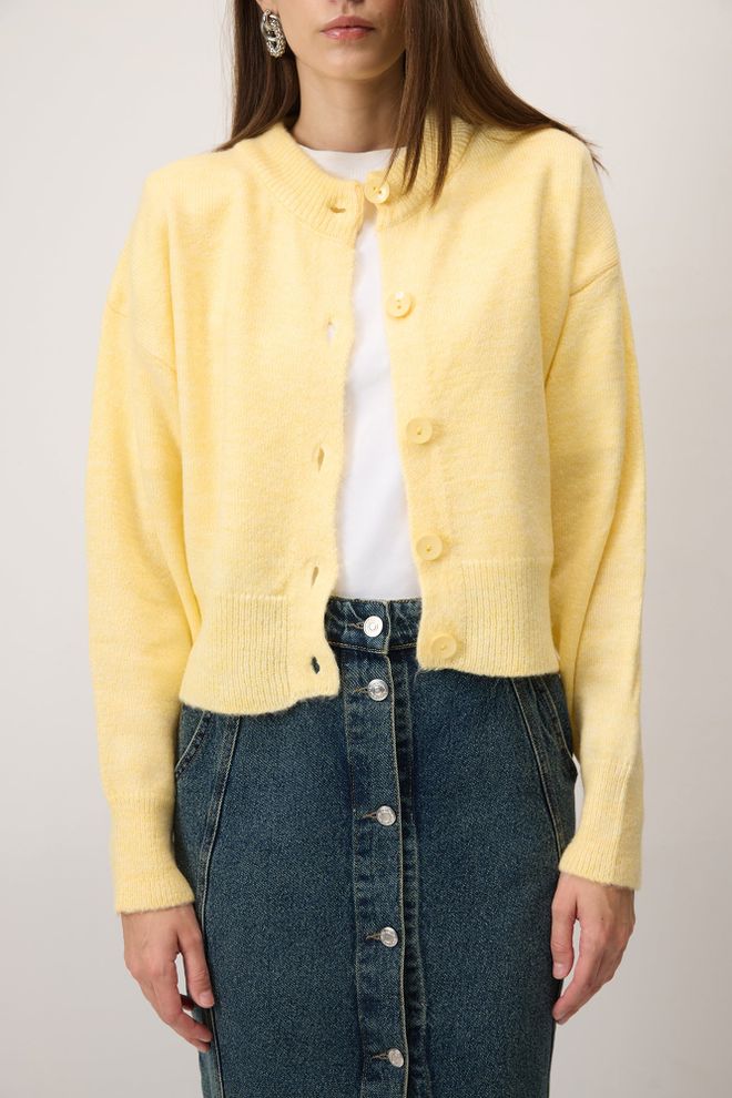 Touche Prive Žuti Ležerni Kardigan S Gumbima Veleprodaja odjeće Šminkerski
