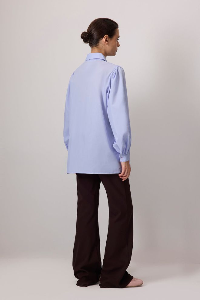 Touche Prive Blue Elegant Buttoned Polo Neck Shirt Wholesale Clothing Work