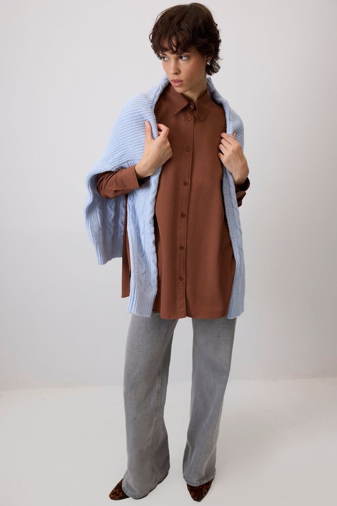 Touche Prive Camisa Marrón Oversize Con Cuello Polo Ropa al por mayor Primavera