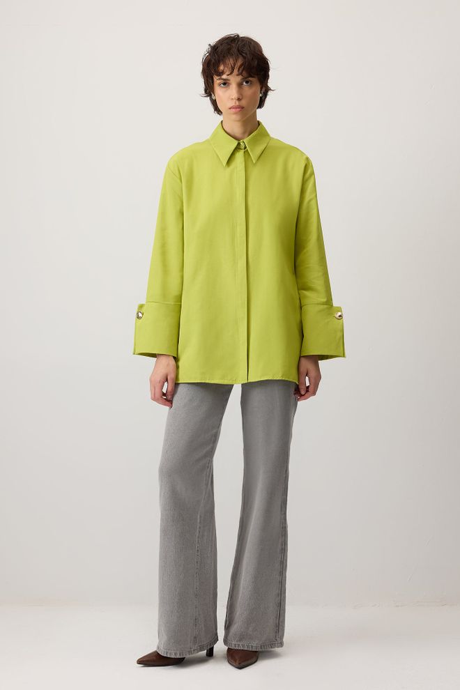 Touche Prive Zelena Formalna Casual In Elegantna Oversized Majica Oblačila na debelo Formalno