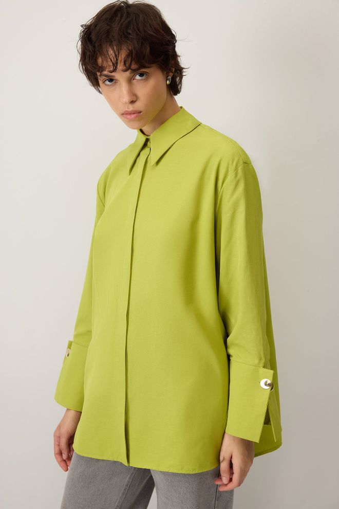 Touche Prive Zelena Formalna Casual In Elegantna Oversized Majica Oblačila na debelo Lounge