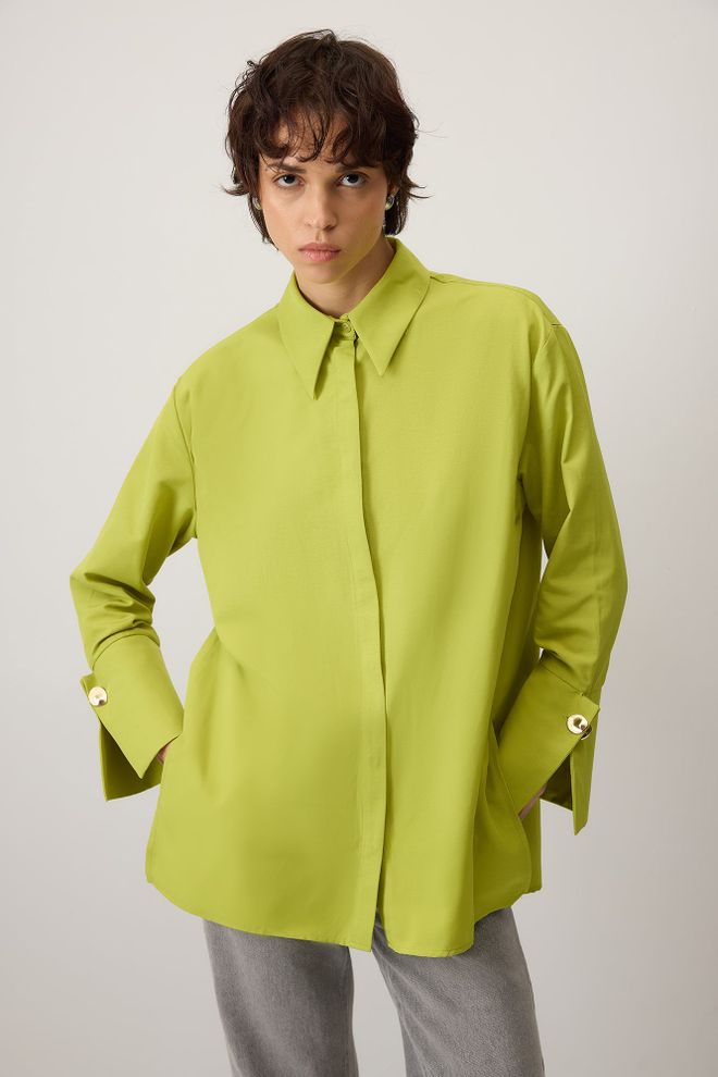 Touche Prive Zelena Formalna Casual In Elegantna Oversized Majica Oblačila na debelo 1