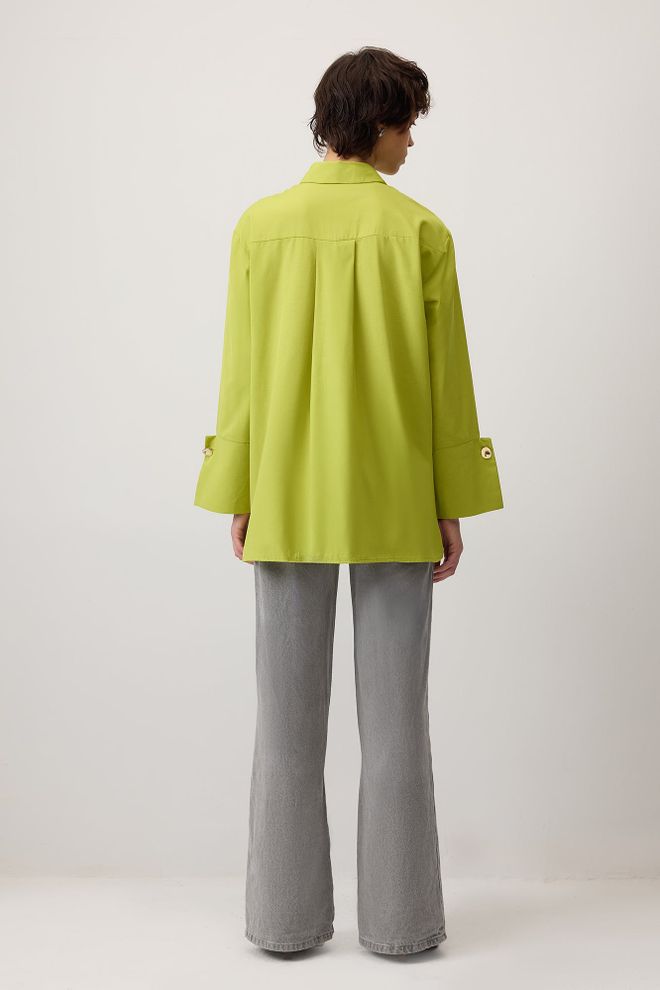 Touche Prive Zelena Formalna Casual In Elegantna Oversized Majica Oblačila na debelo Pomlad