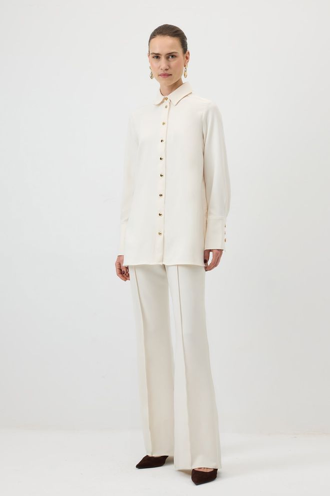 Touche Prive Chemise Beige Formelle Élégante À Manches Longues Vêtements en gros Formel