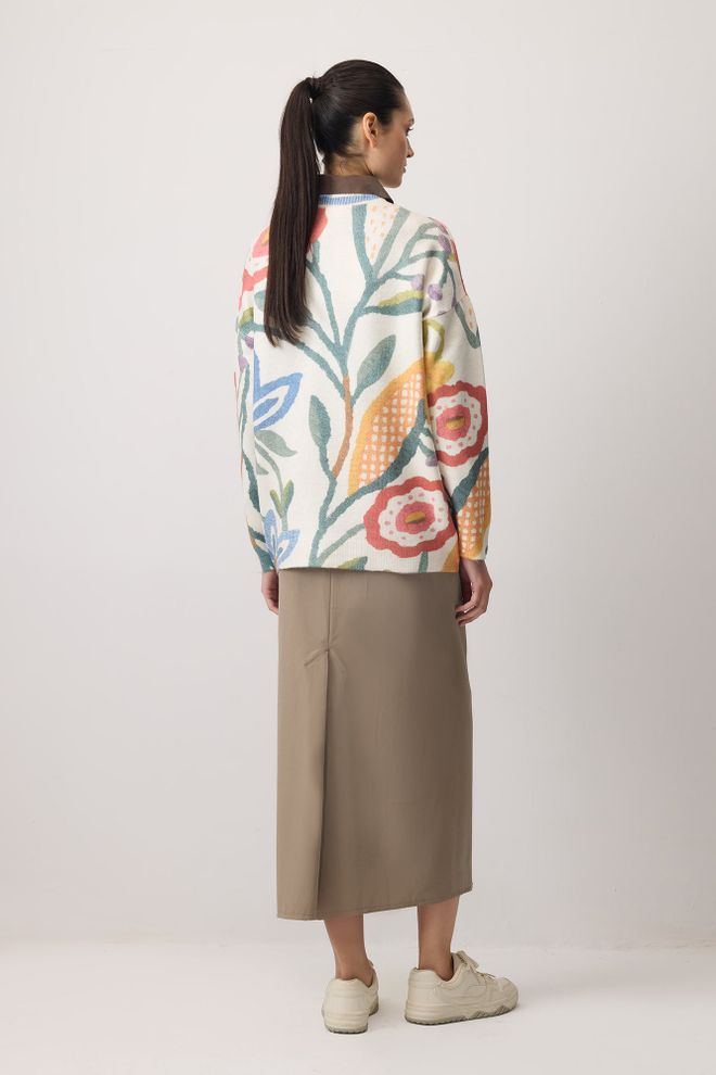 Touche Prive Mischfarbe Pullover Oversize Mit Floralem Muster Casual Großhandelskleidung Lässig