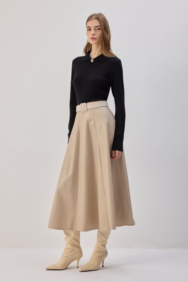 Touche Prive Siyah Zarif Dar Kalıp Bluz Polo Yaka Toptan Giyim Gündelik