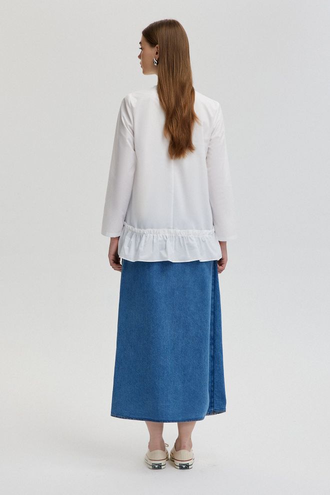 Touche Prive Bela Skromno Ležerno Eleganten Preppy Tunika Oblačila na debelo Skromno