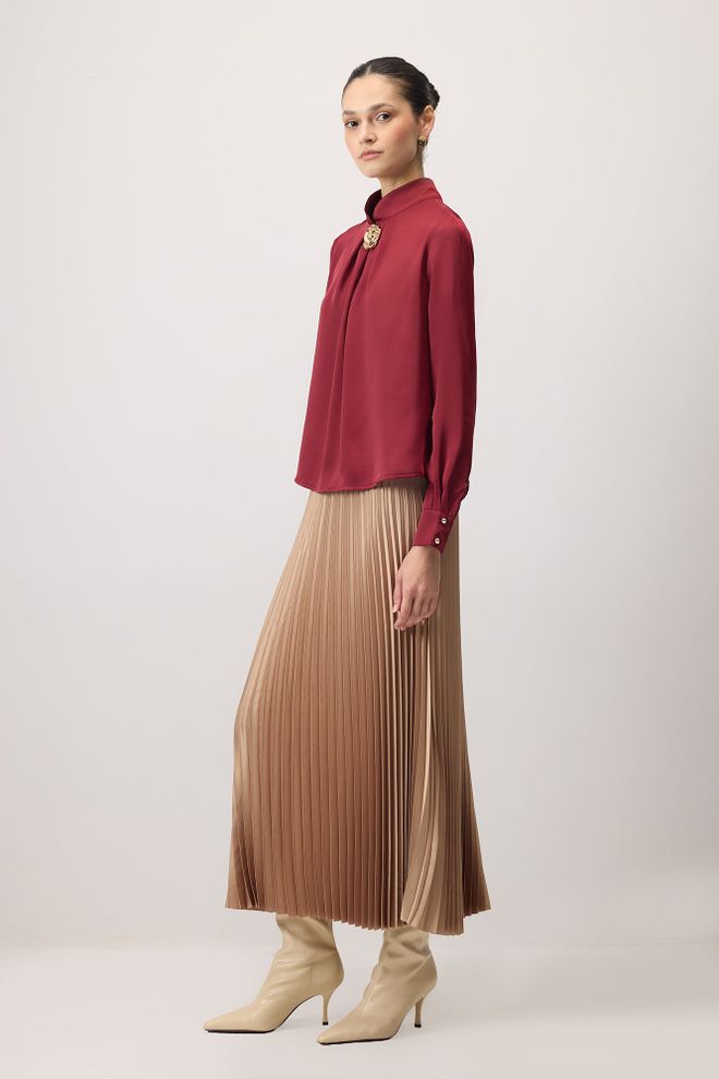 Touche Prive Bordo Zarif Bluz Toptan Giyim Tesettür