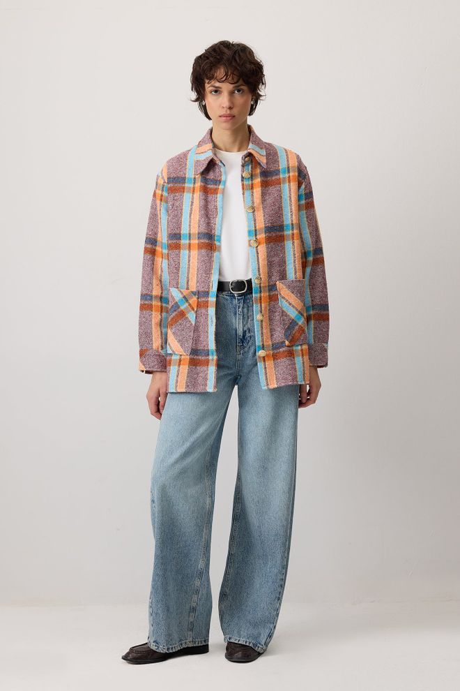 Touche Prive Chaqueta Sobrecamisa A Cuadros Naranja Ropa al por mayor Casual