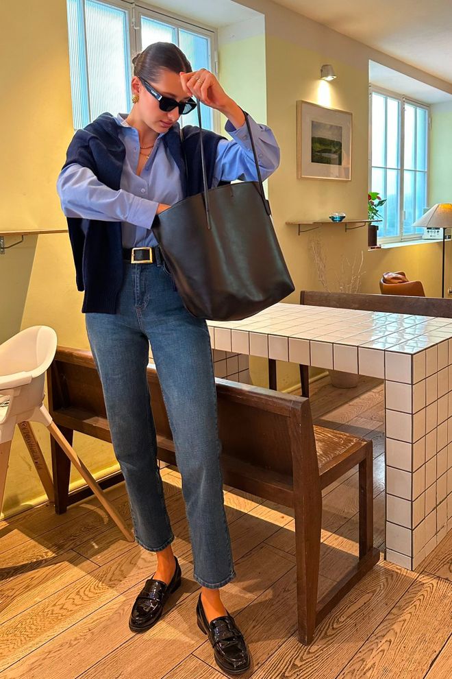 Touche Prive Blue Mom Pants High Waist Straight Leg Zip Up Wholesale Clothing 5