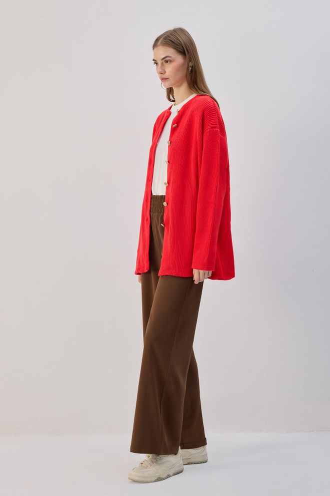 Touche Prive Brown Palazzo Pants With High Waist And Wide Leg Wholesale Clothing Casual