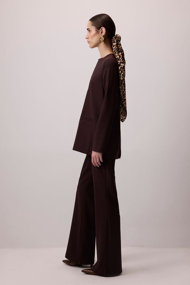 Touche Prive Кафяв Елегантен Туника С Кръгло Деколте Дрехи на едро Скромна мода