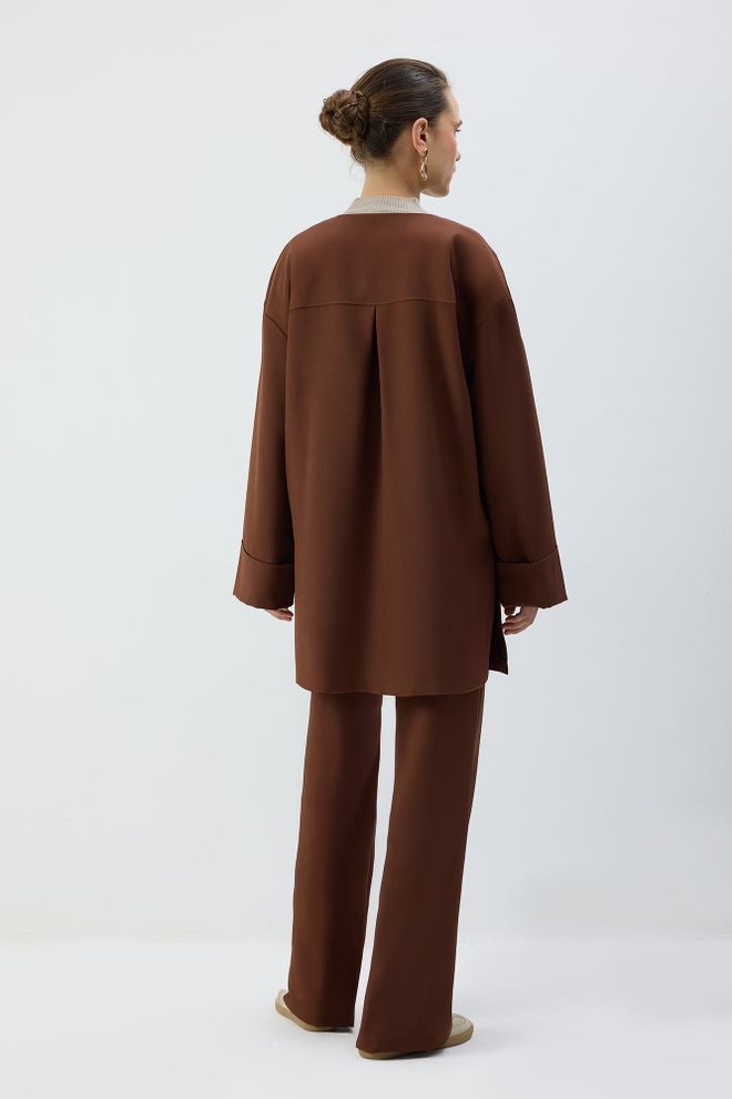 Touche Prive Geacă Casual Elegant Maro Croială Supradimensionată Îmbrăcăminte cu ridicata Conservator