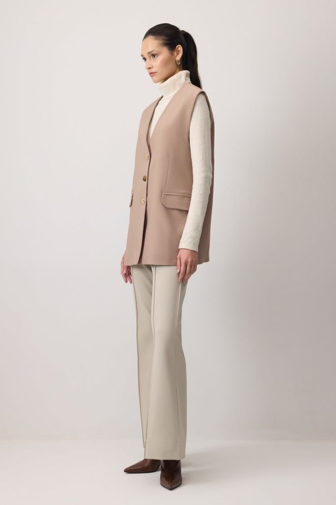 Touche Prive Chaleco Beige Elegante Formal Ropa al por mayor Modesto