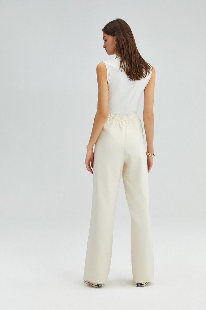 Touche Prive White Tapered/Carrot High Waist Pants Wholesale Clothing Formal