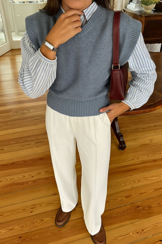 Touche Prive Beyaz Havuç Yüksek Bel Pantolon Toptan Giyim Gündelik