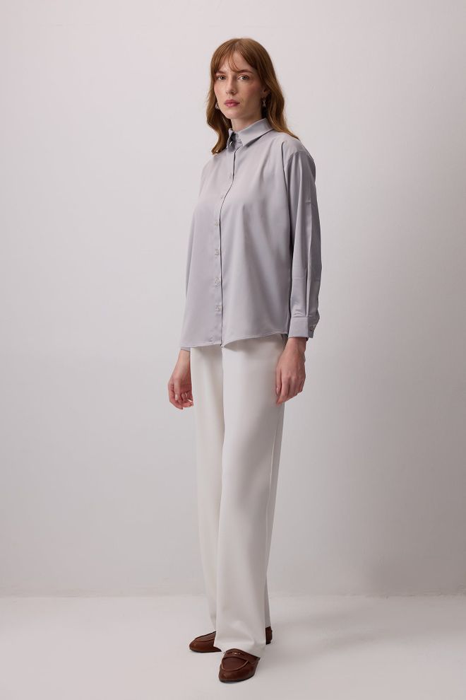 Touche Prive Camisa Gris Con Cuello Polo Y Botones Ropa al por mayor Casual