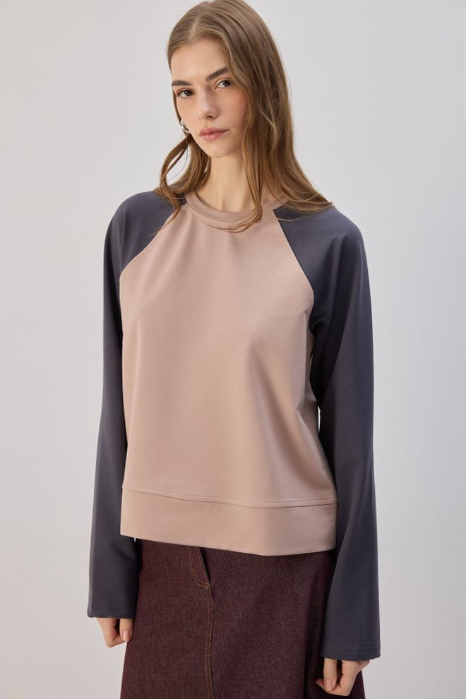 Touche Prive Bej Sweatshirt Gündelik Spor Giyim Sokak Tarzı Toptan Giyim Gündelik