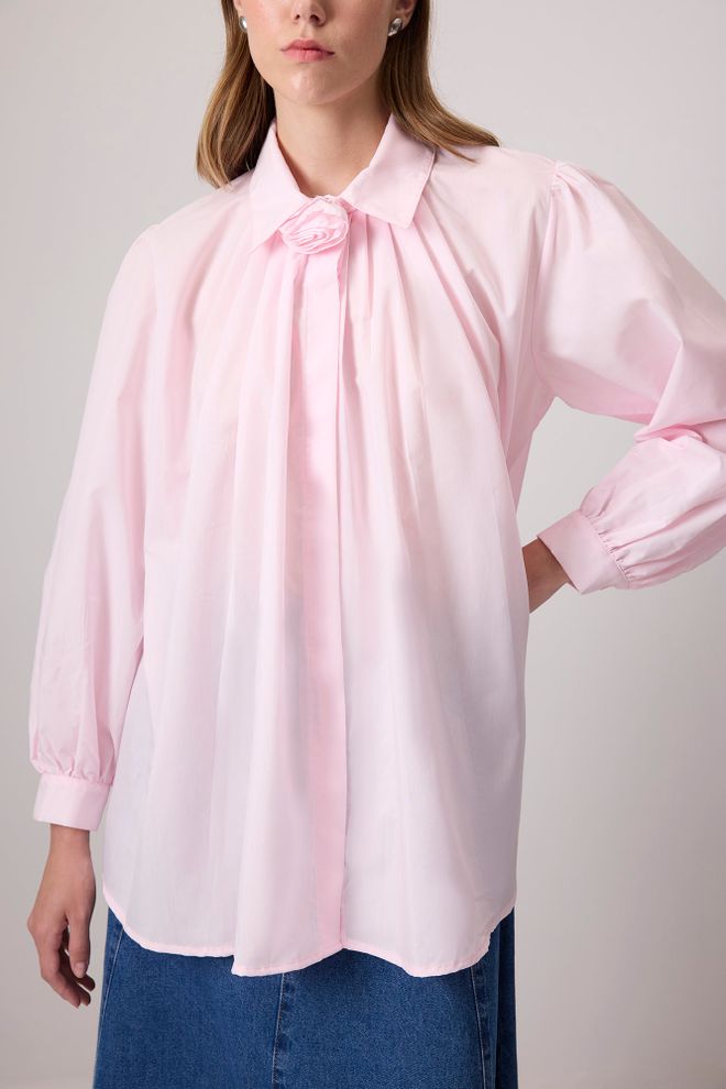 Touche Prive Pink Shirt With Polo Neck And Buttoned Closure Wholesale Clothing Spring