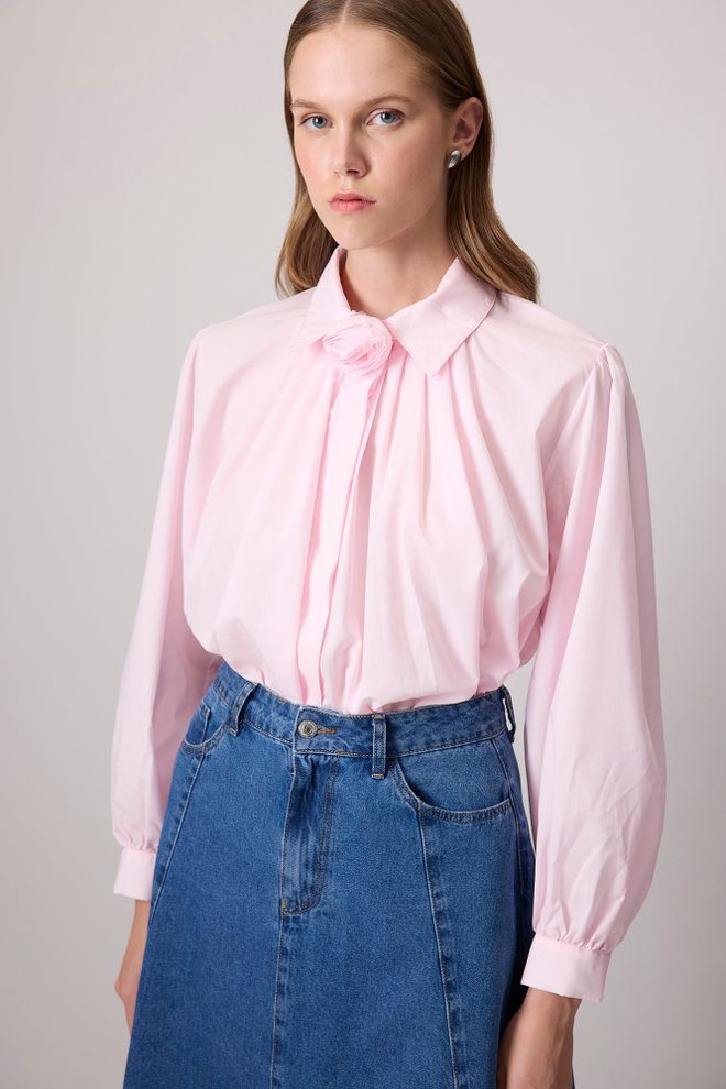 Touche Prive Pink Shirt With Polo Neck And Buttoned Closure Wholesale Clothing Casual