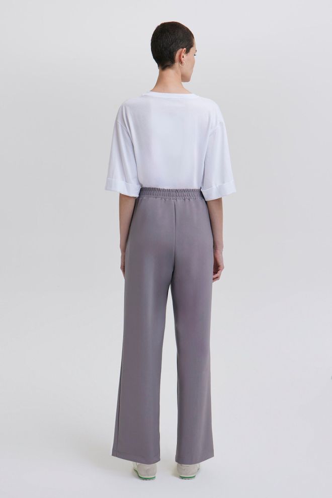 Touche Prive Grey Palazzo Pants With Wide Leg And Slant Pockets Wholesale Clothing 1