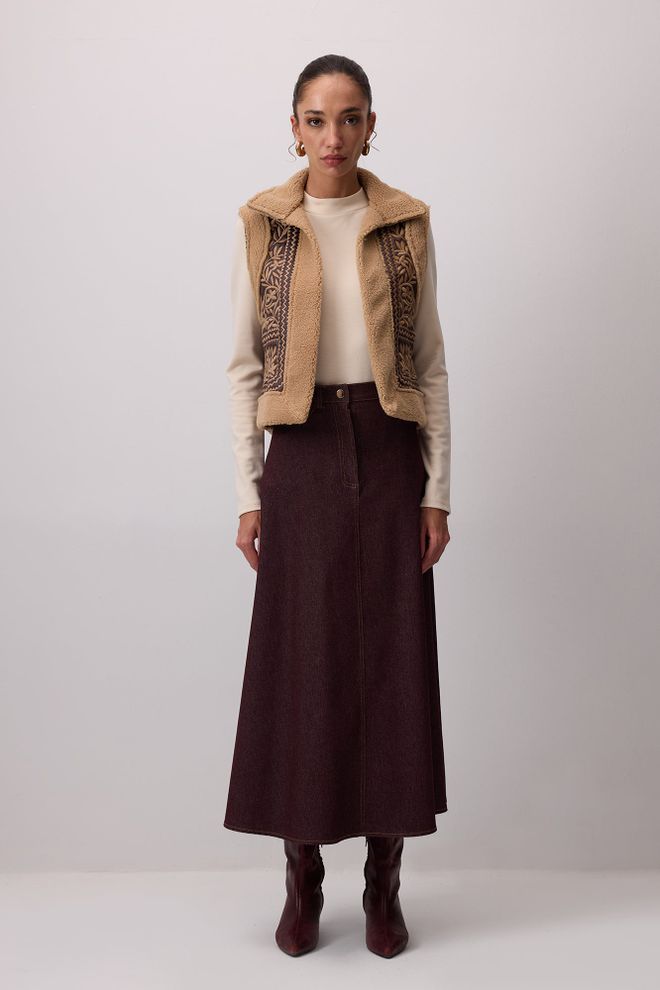 Touche Prive Beige Étnico Casual Modesto Boho Elegante Chaleco Ropa al por mayor Modesto