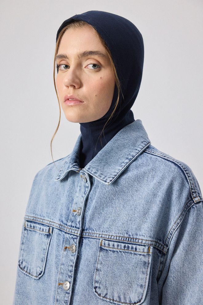 Touche Prive Azul Marino Gorro Elegante Casual Ropa De Calle Ropa al por mayor Modesto