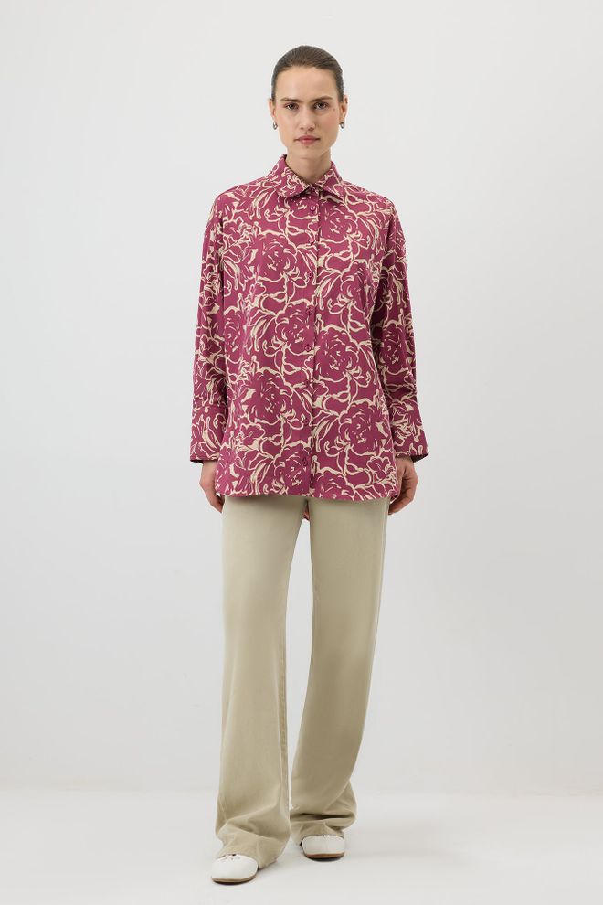 Touche Prive Pink Floral Casual Shirt Wholesale Clothing 1