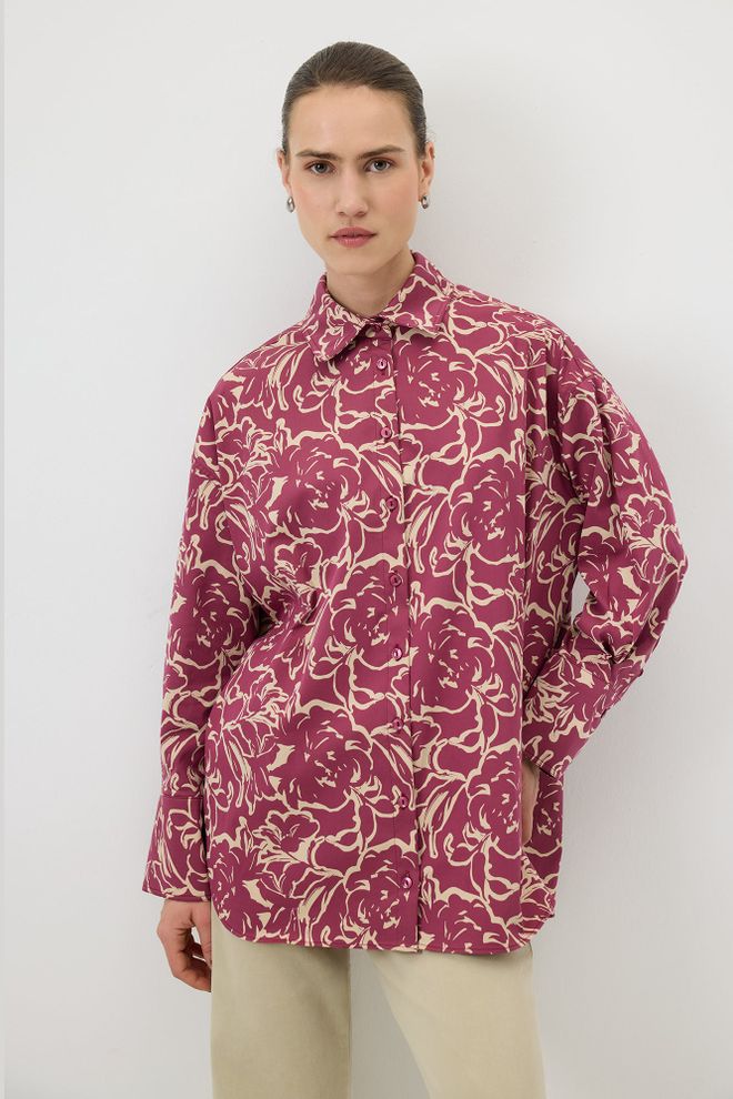 Touche Prive Pink Floral Casual Shirt Wholesale Clothing Spring