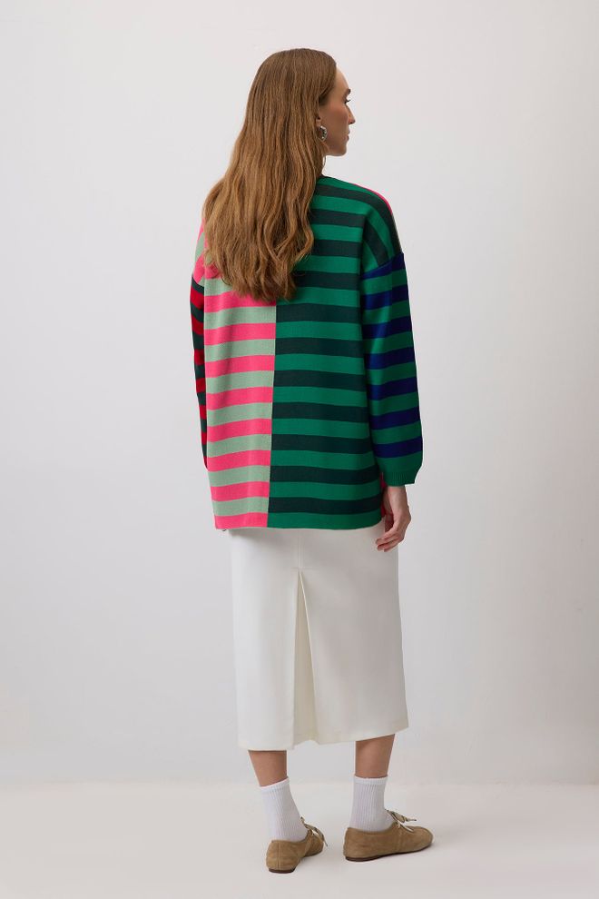 Touche Prive Camisola Rosa Às Riscas Tamanho Grande Roupas por atacado Casual