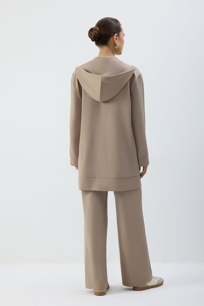 Touche Prive Beige Hooded Jacket For Casual And Sport Wholesale Clothing Lounge