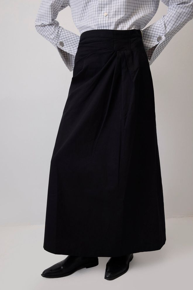 Touche Prive Siyah A Kesim Yüksek Bel Maksi Etek Toptan Giyim Tesettür