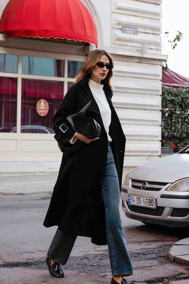 Touche Prive Gabardina Negra Elegante Ropa al por mayor Casual