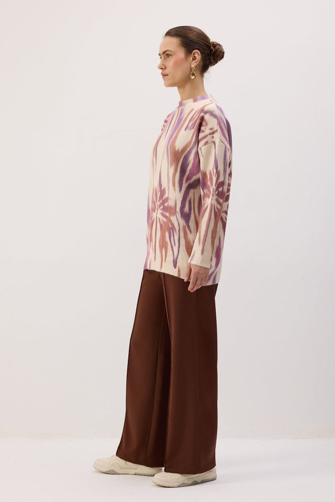 Touche Prive Ekru Kazak Bol Kalıp Fırça Darbesi Uzun Kol Toptan Giyim Gündelik