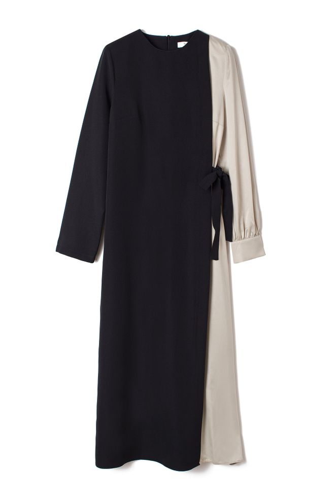 Touche Prive Siyah Zarif Düz Elbise Uzun Kollu Toptan Giyim Tesettür