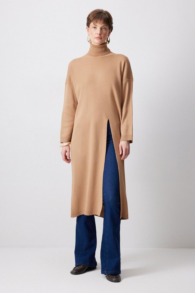 Touche Prive Bež Ležerna Skromna Elegantna Tunika Oblačila na debelo Skromno