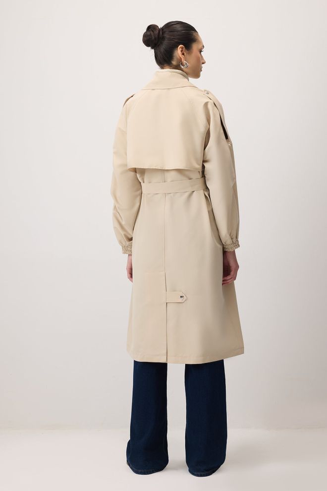 Touche Prive Beige Trenchcoat Single Breasted Wrapover Wholesale Clothing Modest