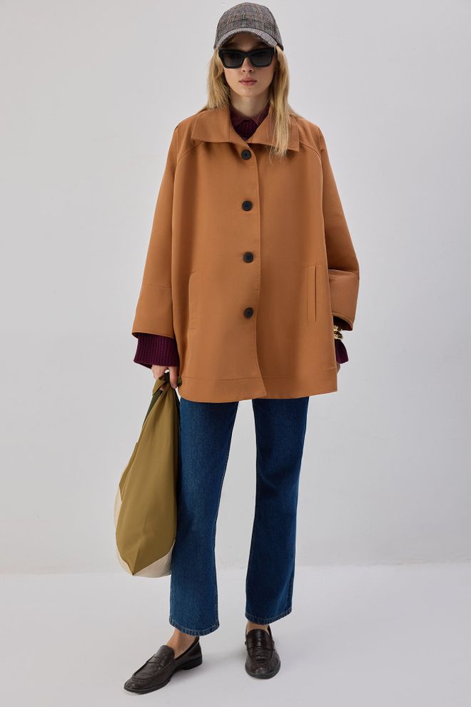 Touche Prive Коричневый Тренчкот Однобортный С Накидкой С Рукавом Оптовая продажа одежды Повседневный