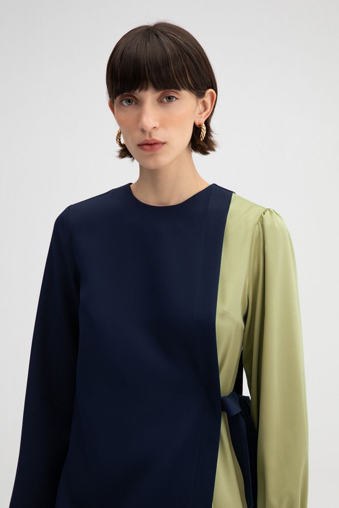 Touche Prive Lacivert Zarif Tesettür Resmi Düz Elbise Toptan Giyim Tesettür