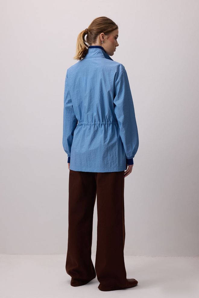 Touche Prive Mėlynas Atsitiktinis Sportinis Gatvės Stiliaus Elegantiškas Vėjo Švarkas Didmeninė prekyba drabužiais Kokteilinė