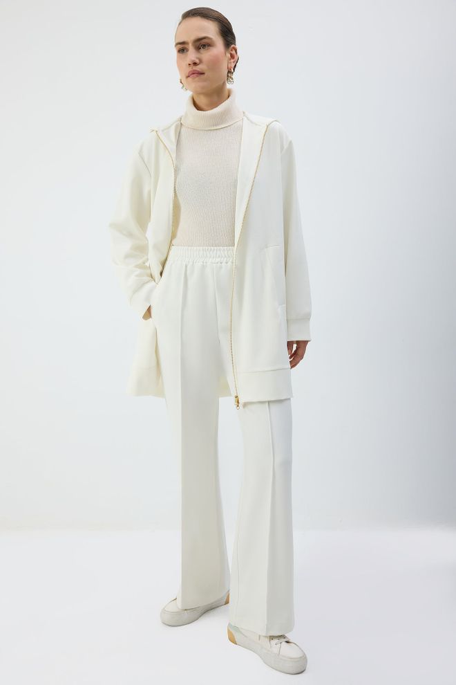 Touche Prive Бела Оверсизед Јакна Са Капуљачом И Патент Затварачем Велепродаја одеће 1