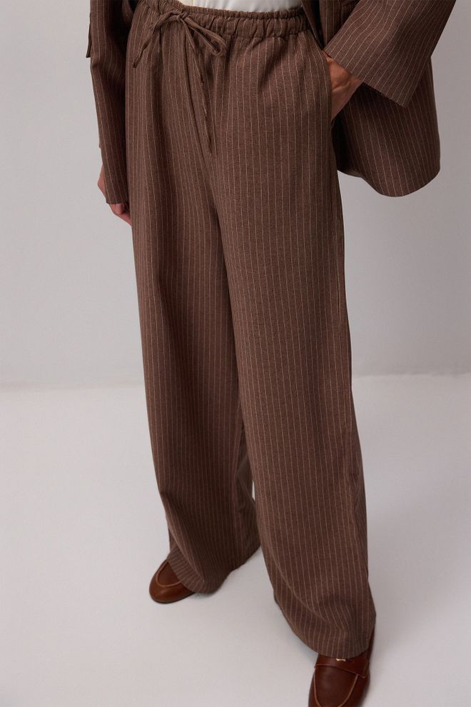 Touche Prive Smeđi Vintage Formalni Odijelo S Prugastim Palazzo Hlačama Veleprodaja odjeće Vintage