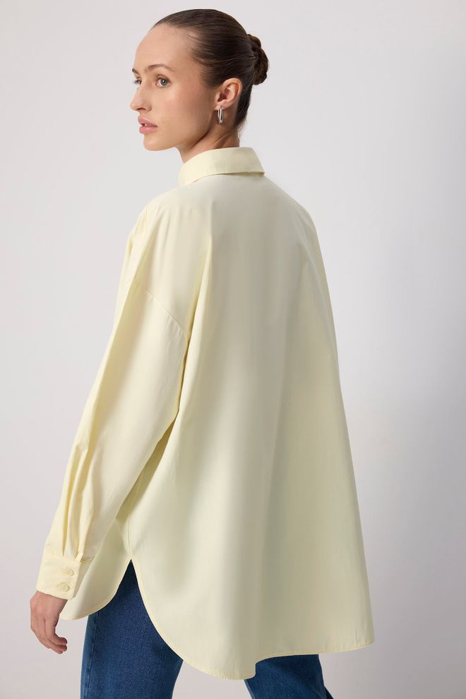 Touche Prive قميص أصفر بمقاس كبير بياقة بولو ملابس بالجملة صالة