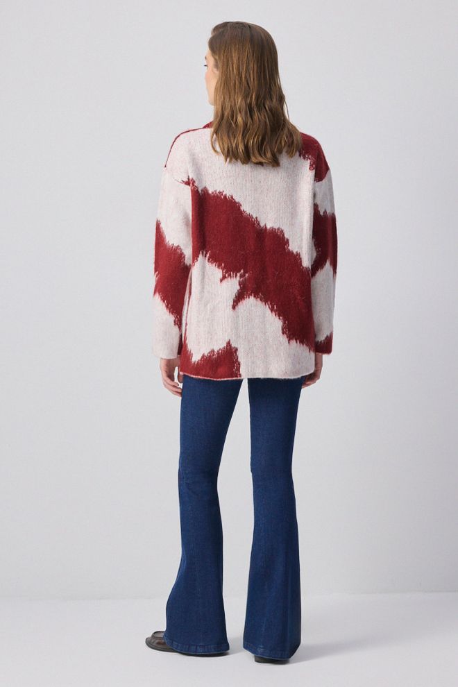 Touche Prive Kırmızı Gündelik Nostaljik Sokak Tarzı Kazak Toptan Giyim Gündelik