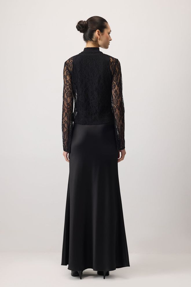 Touche Prive Siyah Zarif Dar Kalıp Düğmeli Gömlek Toptan Giyim Nostaljik