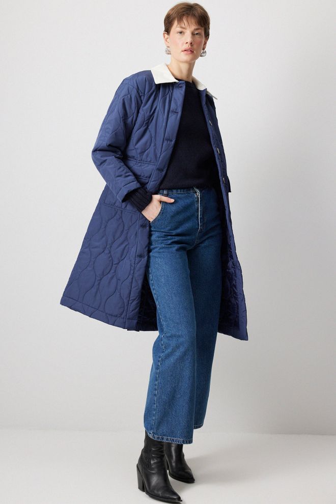 Touche Prive Lacivert Kapitone Gömlek Ceket Toptan Giyim Gündelik